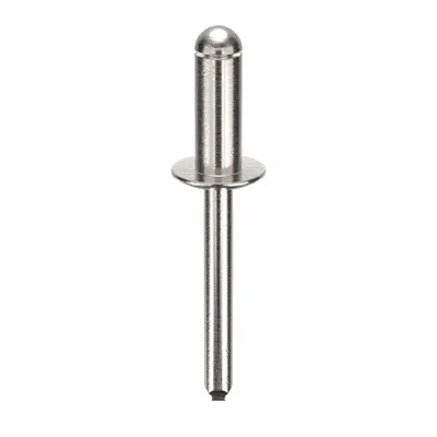 OEM Domed-Head Blind Rivet, 1/4" Dia, 5/8" Body Lg, Open End, 100 PK - Domed-Head Blind Rivets