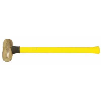 AMERICAN Brass Mallet: Fiberglass Handle, Textured Grip, 5 lb Head Wt, 2 in Dia - Brass Mallets