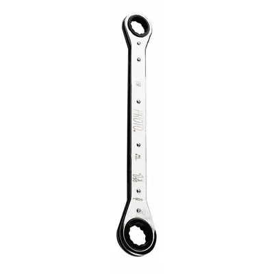 PROTO Box End Wrench: Chrome, 1 in_1 1/16 in Head Size, 15 in Overall Lg, Std - SAE, Double End, 12-Point, Ratcheting Box End Wrenches