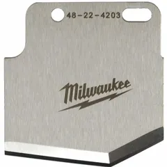 Steel replacement blade for cutting PEX, plastic, and rubber tubing. Compatible with MILWAUKEE cutter models 48LU50 and 48-22-4200. Used in plumbing and HVAC applications for clean cuts on flexible tubing.