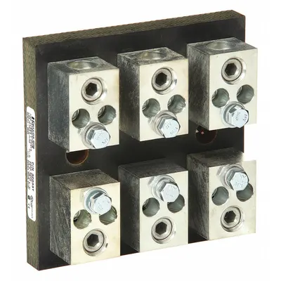 MERSEN Fuse Block: Open Block Design, 3 Pole, 300 V AC, Box Lug - Fuse Blocks for UL Class T Fuses