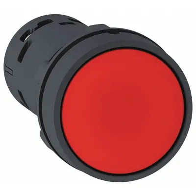 SCHNEIDER Flush Push Button: Red, 22 mm Mounting Size, Non-Metallic - Flush-Mount & Recessed Push-Button Operators