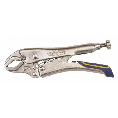 IRWIN Locking Plier: Curved, Quick Release, 1 1/8 in Max Jaw Opening, 5 in Overall Lg - Curved-Jaw Locking Pliers