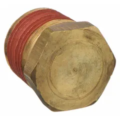 Threaded high-pressure pipe fitting for sealing connections in industrial fluid systems. 3/4 in NPT thread, C36000 brass construction, rated to 1000 psi. Length 1 1/16 in. Suitable for hydraulic, pneumatic, and general instrumentation applications requiring a leak-tight closure.