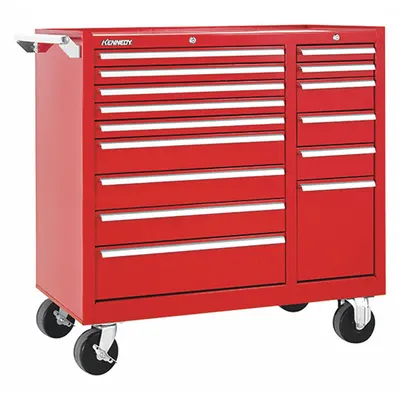 KENNEDY Rolling Tool Cabinet: Red / Red Drawer, 39 3/8 in W x 18 in D x 39 in H - Heavy-Duty Rolling Tool Cabinets