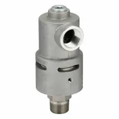 This DUFF-NORTON rotary union is a straight, plain aluminum rotating joint with one passage. It features a 3/4" threaded rotating shaft and a carbon graphite seal, with a maximum speed of 3500 rpm. Used to transfer fluid or gas from a stationary supply line into rotating machinery such as drums or rolls.