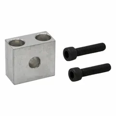 Steel clevis pivot bracket for mounting pneumatic or hydraulic actuators. Fits bore diameters of 1 in, 1 1/8 in, and 1 1/4 in. Overall length of 1 in. Used to connect a cylinder rod to a fixed point, allowing angular movement.