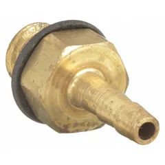 Brass barbed tube fitting with 1/16 in ID x 1/16 in ID size, Barbed x MUNF connection, rigid standard barb configuration. Used to connect tubing to MUNF ports in pneumatic or fluid systems.