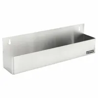 This SAN JAMAR speed rail is a hang-on stainless steel rack with one tier that holds up to five bottles. It is designed for use in commercial bar and kitchen settings to keep frequently used bottles organized and within easy reach. The silver stainless steel construction provides corrosion resistance and easy cleaning