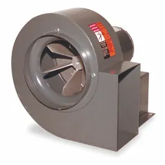 This direct-drive blower includes a drive pack and is designed for 1,725 RPM fan speed with a maximum static pressure of 3/4 in wc. It features a totally enclosed motor rated for 115/230V AC. Typical applications include moving air in ventilation, exhaust, and light-duty material-handling systems.