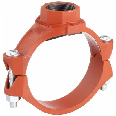 GRUVLOK Clamp Coupling: Clamp Tee, 6 in x 2 1/2 in x 2 in, Ductile Iron, EPDM Seal - Outlet Pipe Clamps
