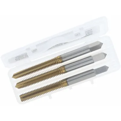 CHICAGO-LATROBE Tap Kit: #12-24 UNC, H3 / 3B, 4 Flute, TiN Coated High Speed Steel (MPN 174510) - Three-Piece Hand Tap Sets