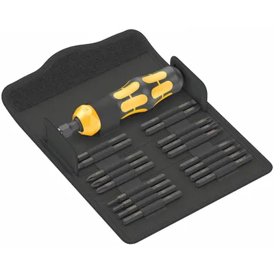 WERA Multi-Bit Screwdriver: Kraftform Kompakt, 10 or Less Tips, 19 Pieces, 18 Bits - Hand Impact Demolition Multi-Bit Screwdriver Kits