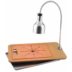 This carving station from CRES COR includes a shatterproof lamp, brass/nickel base, and drip pan. Designed for commercial foodservice, it is used to hold and display roasted meats in buffet lines, carving events, and catering operations.