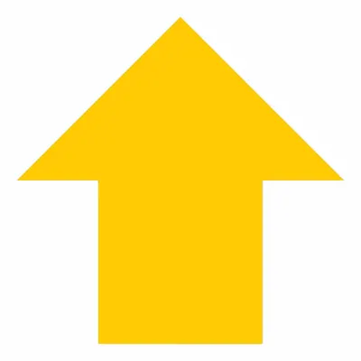 MIGHTY-LINE Floor Marking Shape: Arrow, Solid, Yellow, No Legend, 5 1/2 in x 5 1/2 in - Arrow-Shaped Floor Marking Tape