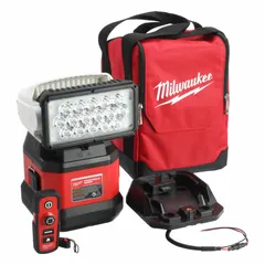 This 18V DC work light delivers up to 4,250 lumens with three selectable modes for adjustable brightness. With a maximum height of 11-1/2 inches, it is suited for illuminating construction sites, maintenance areas, and industrial workspaces where portable, high-output lighting is needed.