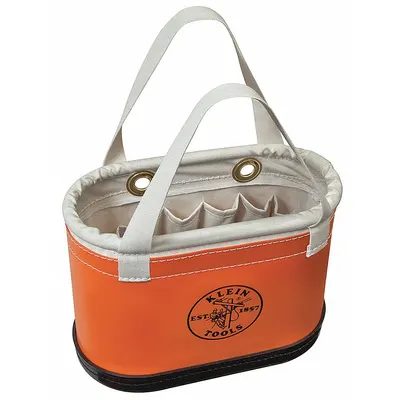 KLEIN TOOLS Bucket Bag: 14 in W x 10 in H, Orange, Plastic, 14 Pockets - Plastic Bucket Bags