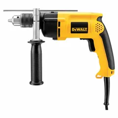 The DEWALT DW511 is a corded hammer drill with a 1/2-inch keyed chuck, delivering 1,150 RPM and 8.5 A of current. It drills concrete up to 3/8-inch capacity and is suited for drilling into wood, metal, and masonry for light to medium-duty anchoring and fastening tasks.