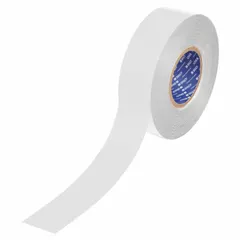 Solid white polyester floor marking tape, 2 inches wide by 100 feet long, with a 22 mil thickness. Part of the B-553 series, this tape is used for aisle marking, hazard identification, and safety zone delineation in industrial environments.