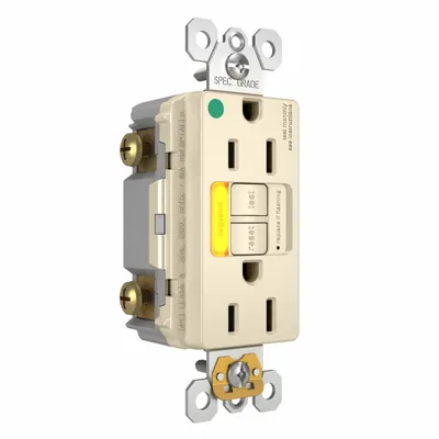 LEGRAND GFCI: Hospital Grade, Duplex, 5-15R, Light Almond, GFCI, 125V AC - General Purpose Receptacles
