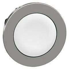 Flush-mount push-button operator from the XB4 series with maintained action. Metallic construction for panel-mount applications requiring a recessed operator. Suitable for industrial control panels for start/stop or on/off commands.