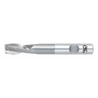 Cobalt square end mill with reduced-neck design for deep-reach milling. Features 2-flute geometry for efficient chip evacuation in slotting, profiling, and contouring operations on ferrous and non-ferrous materials. Cutting diameter 5/16", length of cut 3/4", overall length 3-5/16". Manufacturer part number 5270400