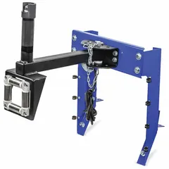 This pivoting hose guide assembly is designed for use with COXREELS 1125 Series hose reels with an 18-inch reel width. It features a stainless steel roller and a steel bracket finished in blue. The bottom return configuration guides the hose during retraction, reducing wear and tangling in industrial hose handling applications.