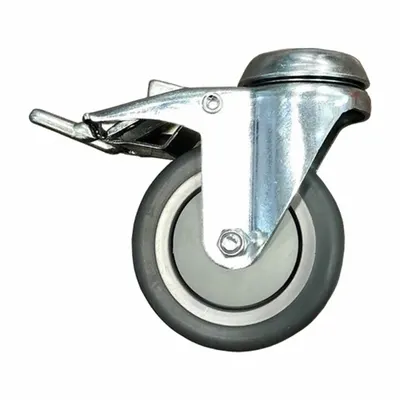 ALCO Stem Caster: Swivel, Face Brake, Hollow Kingpin, Silver, Span America - Casters for Healthcare Beds