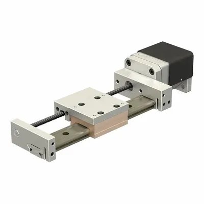 PBC LINEAR Compact Linear Actuator: 6 mm Lead Screw, 6 mm Lead, 10 mm Max. Stroke - PBC Linear Compact Series Gliding Surface Rail Systems