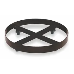 This LINCOLN drum dolly is designed for 55-gallon round containers. It features a cross-brace frame with a support ring and four swivel casters with rubber wheels, allowing easy movement and positioning of drums in industrial settings.