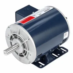 Open drip proof (ODP) 3-phase AC motor with rigid base mount. Rated 2 hp, 3510 RPM at 60 Hz, 230/460V AC, full load current 5.6/2.8 A. Includes thermal protection (T-Stat). Suitable for industrial equipment such as pumps, fans, conveyors, and compressors requiring a rigid base and 3-phase power.