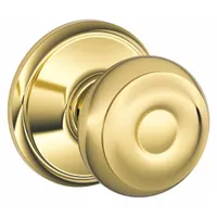 This passage knob lockset is constructed of brass in a Georgian style. It is designed for interior doors where locking is not required, such as closets or hallways. The manufacturer part number is F10 GEO 505
