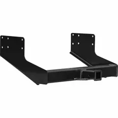 This Class IV hitch receiver is designed for the Ford F-350 Chassis. It has a gross trailer weight capacity of 7,500 lb and a tongue weight of 7,500 lb. The hitch is made from carbon steel with a powder-coated finish and installs at the back of the vehicle with drilling required. Suitable for towing trailers in heavy-duty applications.