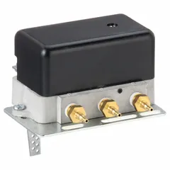 Damper actuator positioner designed for use with pneumatic actuators. Compatible with manufacturer model number V-3000-8012. Used in HVAC systems to modulate damper position based on control signals.