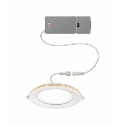 ETI Recessed Down Light: 6 in Dia, 900 lm, 2700K/3000K/3500K/4000K/5000K, 14.3 W - Low-Profile Canless Downlights with Nightlight