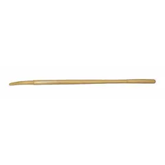 This wood handle features a bent hollowback configuration, designed for use with shovels and scoops. The bent shape provides leverage for digging and material handling tasks. Suitable for landscaping, construction, and agricultural applications.
