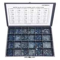 Hex Head Cap Screw Assortment: Steel, Class 10.9, Blue Phosphate, Coarse, Metric, 390 Pieces (MPN UST900010)
