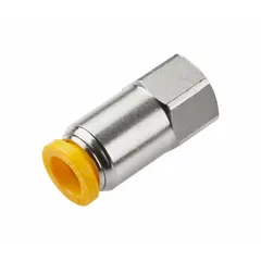 This nickel-plated brass tube fitting connects 6 mm OD tubing to 1/4 in BSPP threaded ports. The push-to-connect design enables tool-free assembly in pneumatic or fluid systems. Suitable for industrial applications requiring quick, leak-free connections.