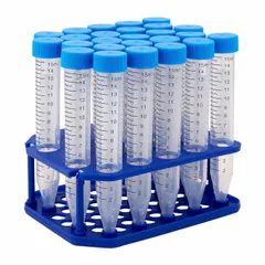 Approved Vendor 16 mL Polypropylene Centrifuge Tube, Conical Bottom, Graduated, with HDPE Closure and Eco-Plastic Rack, Natural, C2607