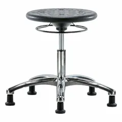 Polyurethane Lab Stool, ISO 4, 13" Seat, Adjustable Height 16 1/4"-21 1/2", Aluminum Base