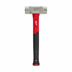 This steel engineering hammer features a 4 lb round head with a 1-3/4 in diameter and a 15 in overall length. The fiberglass handle reduces vibration for controlled impact. Suitable for heavy demolition, driving stakes, and breaking concrete or masonry.