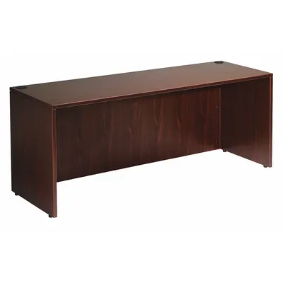 BOSS Credenza: Melamine, Mahogany, 0 Pedestals, 0 Drawers, 71 in Overall Wd - Credenzas
