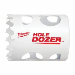 Bi-metal hole saw for cutting wood, metal, and plastic. 1-5/8 in diameter, 3.5 teeth per inch, 1-5/8 in maximum cutting depth. Requires separate arbor for operation.
