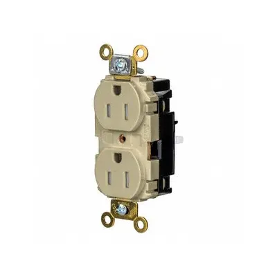 HUBBELL Receptacle: Duplex, 5-15, Ivory, 125V AC, 15 A, 2 Pole / 3 Wire (MPN HBL5262STITR) - General Purpose Receptacles