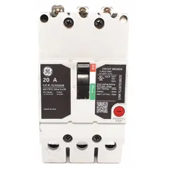 This TEY-frame molded case circuit breaker is rated 20 A with a maximum AIR rating of 35kA at 277/480V AC. It features fixed instantaneous trip, lug terminal connections, and ABC phase connection. Suitable for overcurrent protection in commercial and industrial electrical distribution systems, including branch circuit protection in panelboards and switchboards.