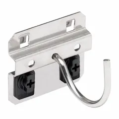 TRITON PRODUCTS Curved Pegboard Hook: 2 1/4 in x 2 1/8 in x 2 1/4 in, 3 Hooks, 2 1/4 in Hook Dp (MPN 65200). Key specifications — Mounting Type: Surface; Includes: ABS Retainers; Finish: Brushed; Color: Silver; Accessory Type: Horizontal Curve Hook; Locking System: ABS Retainers; Material: Stainless Steel; For Tool Type: Cords.