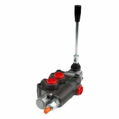 Manual spool monoblock valve with three positions and open center design. Directs hydraulic fluid flow to control cylinders or motors in mobile and industrial equipment. Suitable for applications such as loaders, lifts, and agricultural machinery.