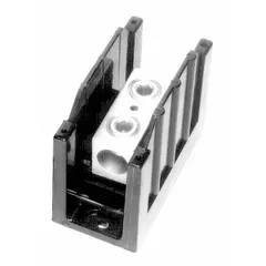 Open-style power distribution block with aluminum construction and lug-to-lug connections. Accepts line-side wire sizes from 14 AWG to 2 AWG. Designed for surface mounting in industrial control panels, switchgear, and machinery for splitting a single power source into multiple branch circuits.