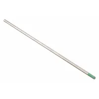 Pure tungsten electrode with AWS classification EWP, color-coded green. Designed for AC welding current. Suitable for TIG welding of aluminum and magnesium alloys in general fabrication and repair applications. Supplied in a 10-pack