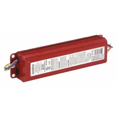 The BODINE B100 is a standard emergency ballast for fluorescent lighting. It operates on 120/277V AC input and supports one bulb up to 40 W. This ballast provides backup illumination during power outages, suitable for egress, stairwell, and exit-sign applications requiring emergency lighting.